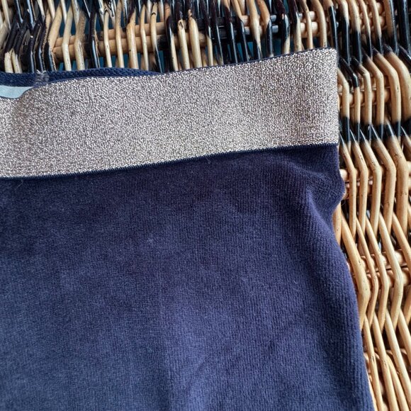 MINI BODEN Navy Velour Leggings Girls 7-8 Blue Velvet Sparkle Waist Girl Winter - Picture 3 of 5